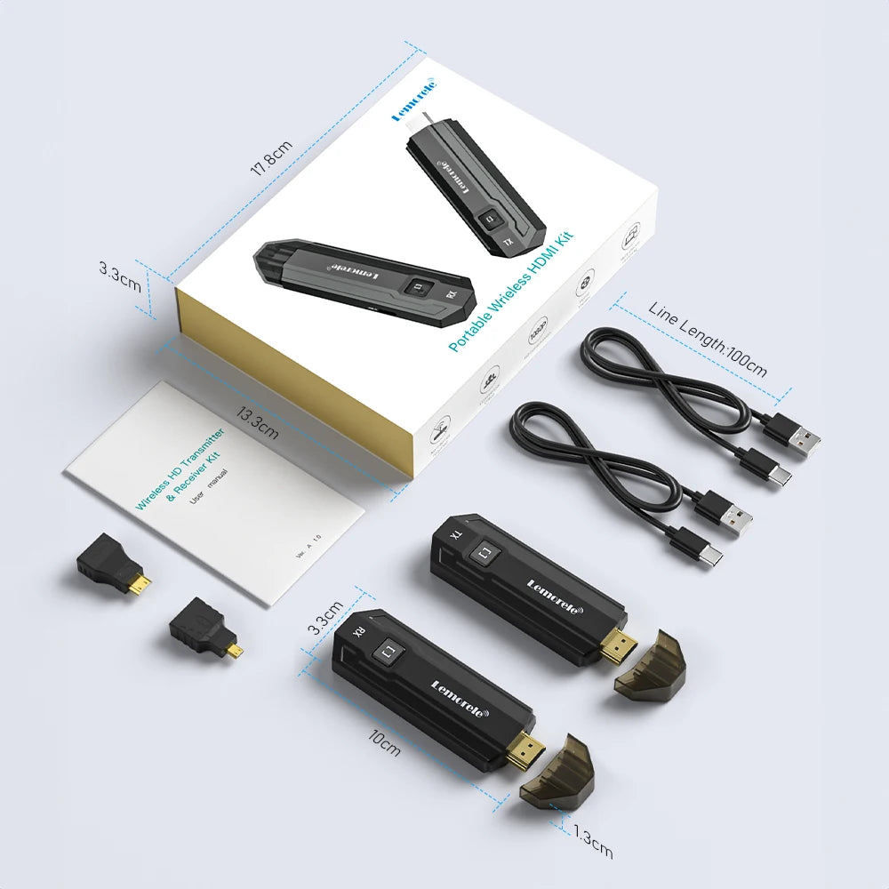 Lemorele Wireless HDMI Transmitter and Receiver 1080P Meeting Bluetooth Transmitter Audio for Laptop TV Projector Monitor Camera
