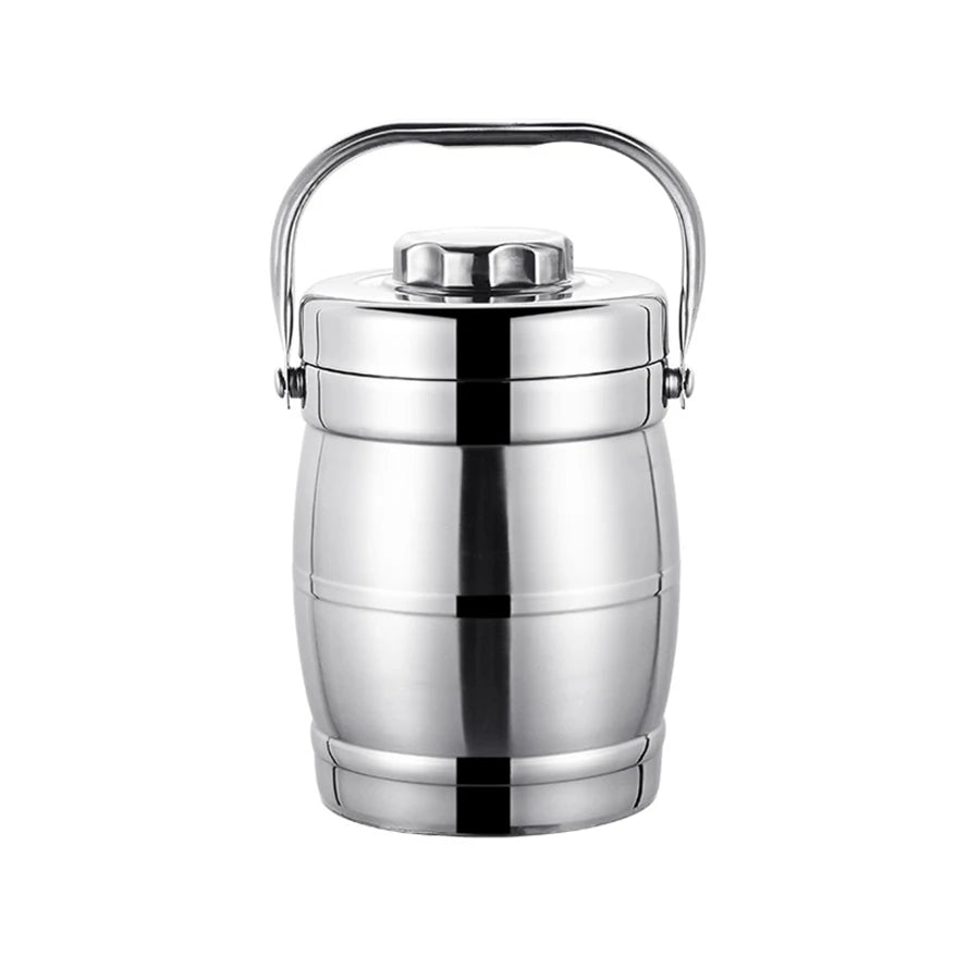 Stainless Steel Insulation Barrel Portable Insulated Lunch Box Drum Shape 3 Layer Round Lunch Box Stainless steel thermal Pot