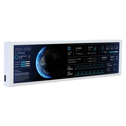 TURZX 9.2 Inch USB Secondary Screen for Computer Chassis 1920*462 IPS LCD Type-C Display CPU RAM GPU HDD FPS Weather Monitor