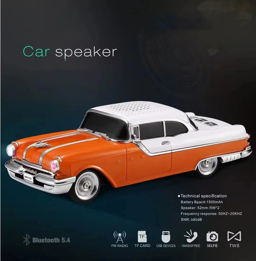 Wireless Bluetooth Computer Speaker Classic Car Shaped with Subwoofer TF Card U Disk FM Radio AUX TWS Multifunctional Sound Box