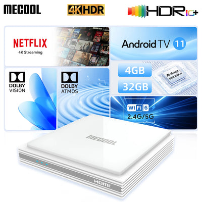MECOOL Android TV Box KM2 Plus Deluxe With Netflix 4K Certified Dolby Atmos/Dolby Vision 4+32G WiFi6 1000M LAN Port Media Player