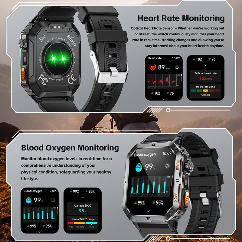 Smart Watch 2.01 Inch Screen Bluetooth Call 1000mAh Voice Assistant Watch Sport Fitness 3ATM Waterproof Smartwatch For Men 2025