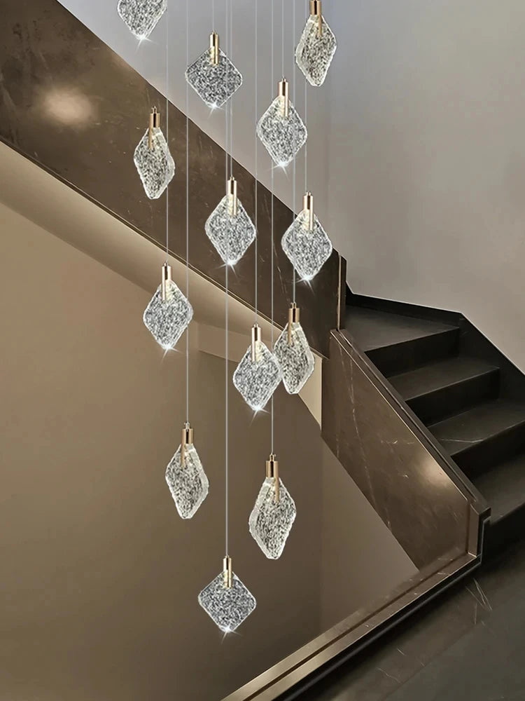 New Crystal Living Room Ceiling Pendant Light Home Decoration Staircase Duplex Pendant Light Restaurant Bedroom Hanging Lighting
