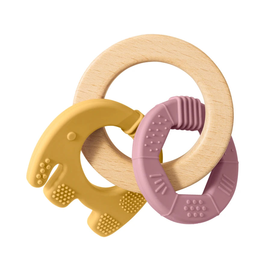1PC Silicone Teether Baby Toy Elephant Shape Wooden Teether Ring Kid Gift BPA Free Children Goods Kid Teething Chewing Toy