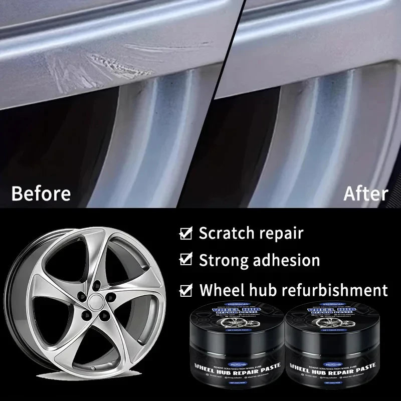 Car Wheel Rim Scratch Refurbishment Paste, Tire Rim Scratch Paint Repair Paste - Black And White Silver Aluminum Alloy Rim