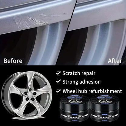 Car Wheel Rim Scratch Refurbishment Paste, Tire Rim Scratch Paint Repair Paste - Black And White Silver Aluminum Alloy Rim