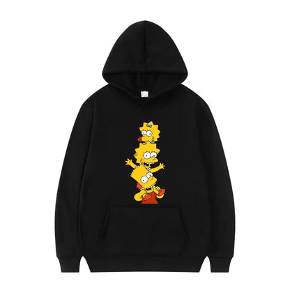 Disney The Simpsons Funny Pattern Casual Hooded Tops Men Woman Loose Comfortable Winter Black Sports Pullovers Fashion Clothing
