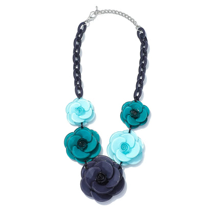 Blucome 2022 New Acrylic Flower Shape Necklace Female Exaggerated Clavicle Sweater Necklace Unique Women Girls Pendant  Jewelry